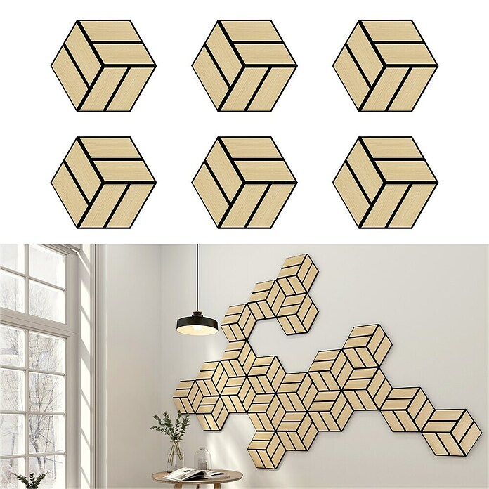 Sonido Akustikpaneel Single Hexagon (New Light Oak, 300 x 260 x 18 mm, 6 Stk.) | BAUHAUS