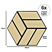 Sonido Akustikpaneel Single Hexagon (New Light Oak, 300 x 260 x 18 mm, 6 Stk.) | BAUHAUS