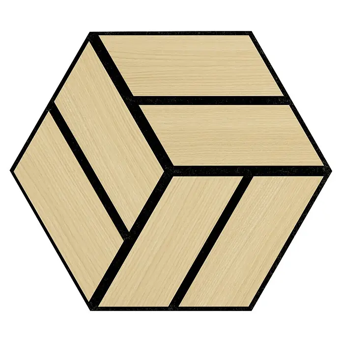 Sonido Akustikpaneel Single Hexagon - New Light Oak, L x B x S: 300 x 260 x 18 mm, 6 Stk. - Helle, sechseckige Wandfliese mit modernem Holzdesign. Ideal für stilvolle Akzente in jedem Raum und eine individuelle Wandgestaltung.