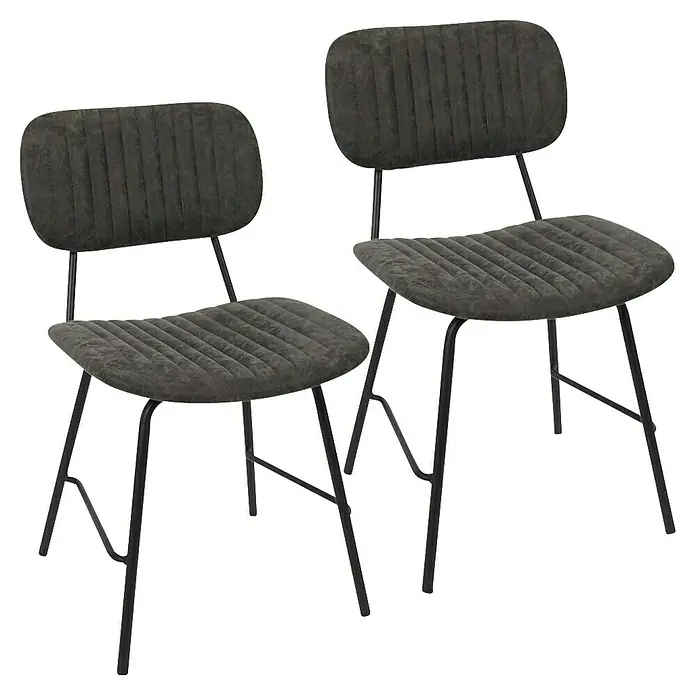 Silla Taylor - Gris, 2 pzs. - Dos sillas de comedor modernas con funda gris y estructura metálica negra que crean un ambiente elegante.