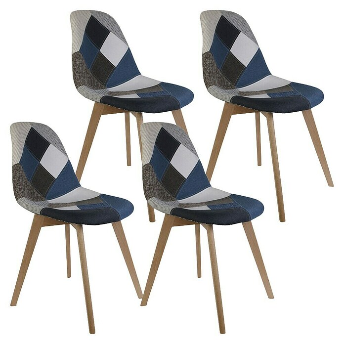 Silla Patchwork (Azul/Gris, 4 pzs.) | BAUHAUS