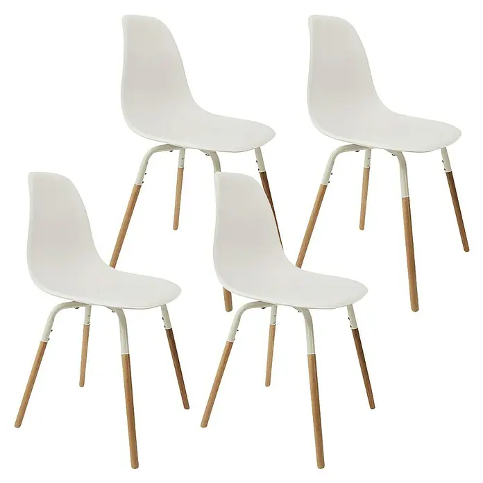 Home Deco Factory Silla Phenix - Blanca, 4 pzs. - Juego de sillas de comedor blancas con patas de madera. Diseño atemporal para el comedor o la cocina, sillas muy cómodas y elegantes.