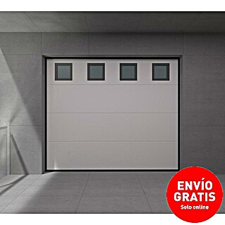 Solid Elements Puerta de garaje seccional PRO (250 x 212,5 cm, Blanco, 4 ventanas horizontal)