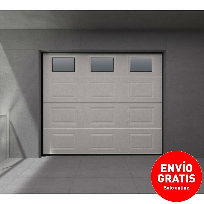 Solid Elements Puerta de garaje seccional PRO (250 x 212,5 cm, Blanco, Cuarterón 3 ventanas horizontal) | BAUHAUS