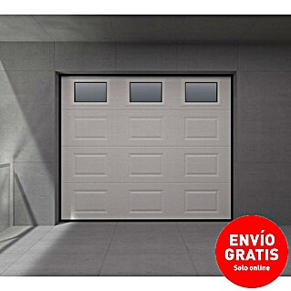 Solid Elements Puerta de garaje seccional PRO (250 x 212,5 cm, Blanco, Cuarterón 3 ventanas horizontal)