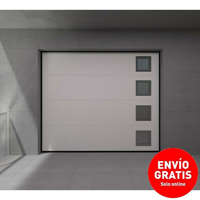 Solid Elements Puerta de garaje seccional PRO (250 x 212,5 cm, Blanco, 4 ventanas verticales) | BAUHAUS
