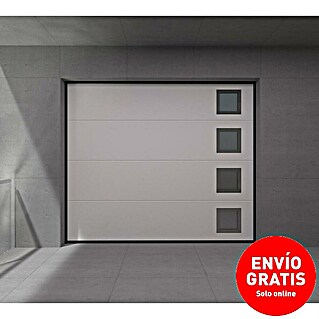 Solid Elements Puerta de garaje seccional PRO (250 x 212,5 cm, Blanco, 4 ventanas verticales)