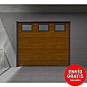 Solid Elements Puerta de garaje seccional PRO (250 x 212,5 cm, Marrón, 3 ventanas verticales) | BAUHAUS
