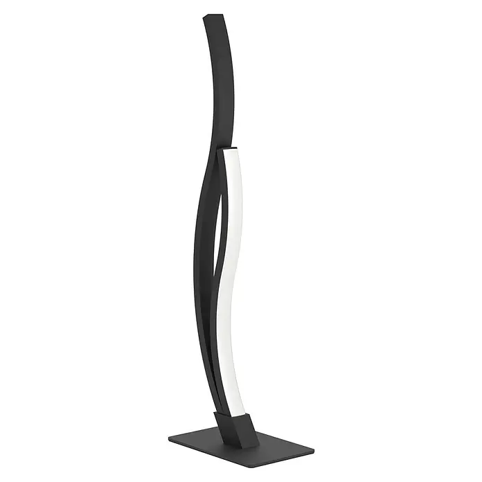 Eglo Grisolia Lámpara de sobremesa LED - 12 W, Altura: 45,5 cm, Negro/Blanco, RGBW - Elegante lámpara de pie: Diseño curvo negro con un elemento de luz blanco que crea un ambiente moderno.