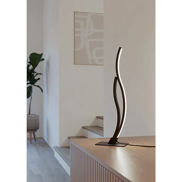 Eglo Grisolia Lámpara de sobremesa LED - 12 W, Altura: 45,5 cm, Negro/Blanco, RGBW - Elegante lámpara LED de mesa con diseño curvo. La lámpara proporciona una luz cálida y es un elemento decorativo elegante para cualquier estancia.