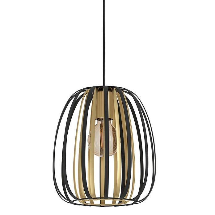 Eglo Encinitos Pendelleuchte rund ENCINITOS (40 W, Ø x H: 25,5 x 110 cm, Schwarz/Gold, E27) | BAUHAUS