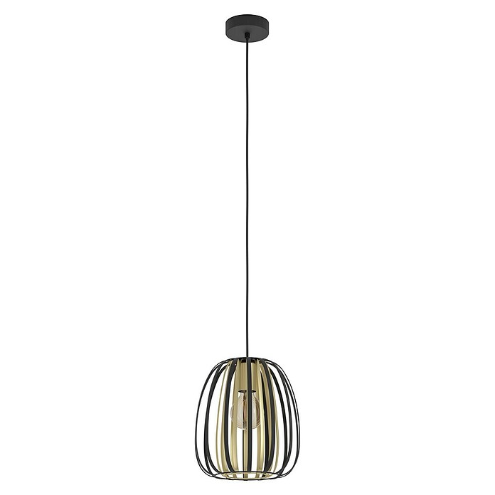 Eglo Encinitos Pendelleuchte rund ENCINITOS (40 W, Ø x H: 25,5 x 110 cm, Schwarz/Gold, E27) | BAUHAUS