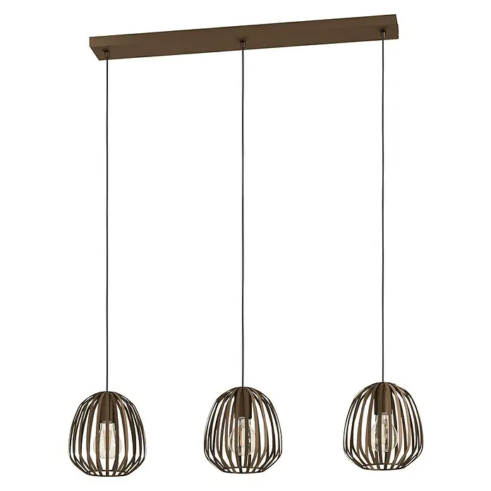 Eglo Lámpara colgante Espinal - E27, Ancho: 19,5 cm, Potencia por luz: 40 W - Lámpara colgante con tres luces, diseño moderno, color marrón, ideal para comedor o sala de estar.