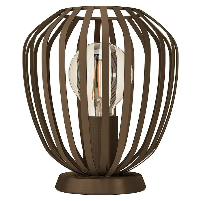 Eglo Lámpara de sobremesa Espinal - E27, Ancho: 19,5 cm, Potencia por luz: 40 W - Elegante lámpara de mesa con una jaula de metal marrón decorativa y una bombilla con estilo, que difunde una luz cálida.