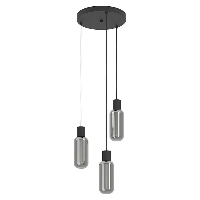 Eglo Hanglamp Maione 3-lichts Rookglas (Zwart, E27, Vermogen per lichtbron: 4 W, b x l: 30 x 30 cm) | BAUHAUS