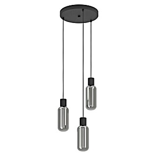Eglo Hanglamp Maione 3-lichts Rookglas (Zwart, E27, Vermogen per lichtbron: 4 W, b x l: 30 x 30 cm)