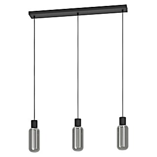 Eglo Hanglamp Maione 3-lichts Rookglas (Zwart, E27, Vermogen per lichtbron: 4 W, b x l: 9 x 77 cm)
