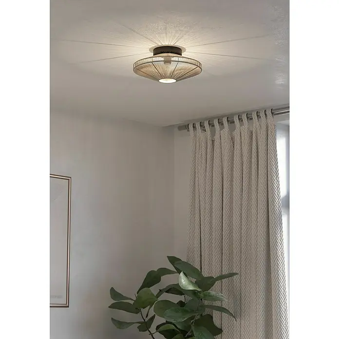 Eglo Deckenleuchte Midsummer - L x B x H: 38 x 38 x 17,5 cm, E27, Leistung je Leuchtmittel: 40 W - Eine moderne Deckenleuchte mit einem filigranen, rundlichen Schirm sorgt für stimmungsvolles Licht und eine angenehme Atmosphäre im Raum.