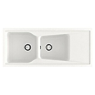 Poalgi Fregadero encastrable doble City Hekla (117 x 51 cm, Material compuesto, Snow)