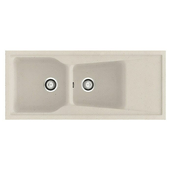 Poalgi Fregadero encastrable doble City Hekla (117 x 51 cm, Material compuesto, Pumice) | BAUHAUS