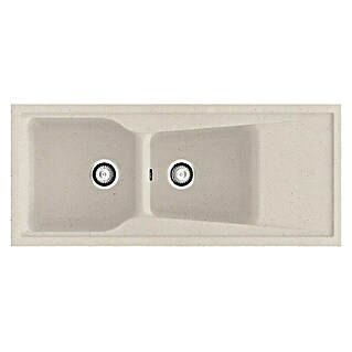 Poalgi Fregadero encastrable doble City Hekla (117 x 51 cm, Material compuesto, Pumice)