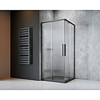 Camargue Eckdusche Tampere (L x B x H: 90 x 90 x 195 cm, Unbeschichtet, Stärke: 6 mm, Gunmetal, Gewelltes Glas)