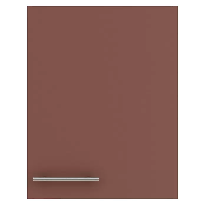 Optifit Bari407 Hängeschrank - 34,6 x 45 x 57,6 cm, Rostrot - Terrakottafarbene Schranktür mit horizontalem Griff aus gebürstetem Metall.