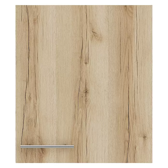 Optifit Livorno290 Hängeschrank - 34,6 x 50 x 57,6 cm, Wildeiche Nachbildung - Leichte Holzschranktür mit silbernem Stangengriff.