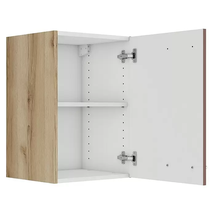 Optifit Bari407 Hängeschrank - 34,6 x 40 x 57,6 cm, Rostrot - Offener heller Holz- und weißer Hängeschrank mit verstellbaren Einlegeböden.