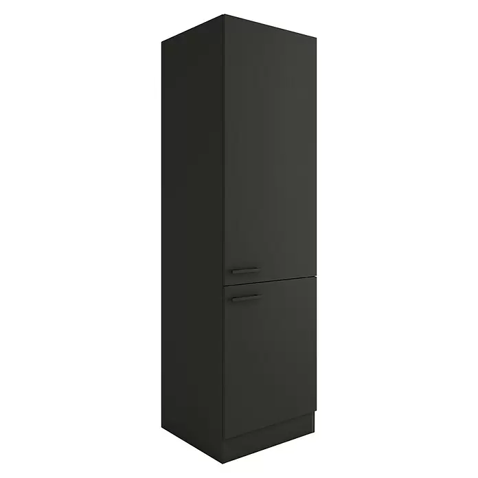 Optifit Madrid420 Hochschrank - 60 x 60 x 206,8 cm, Anthrazit Matt - Hoher dunkelgrauer Schrank mit zwei Türen und zwei horizontalen Griffen.