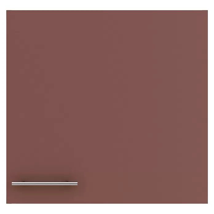 Optifit Bari407 Hängeschrank - 34,6 x 60 x 57,6 cm, Rostrot - Rotbraune Schranktür mit silbernem Stangengriff.