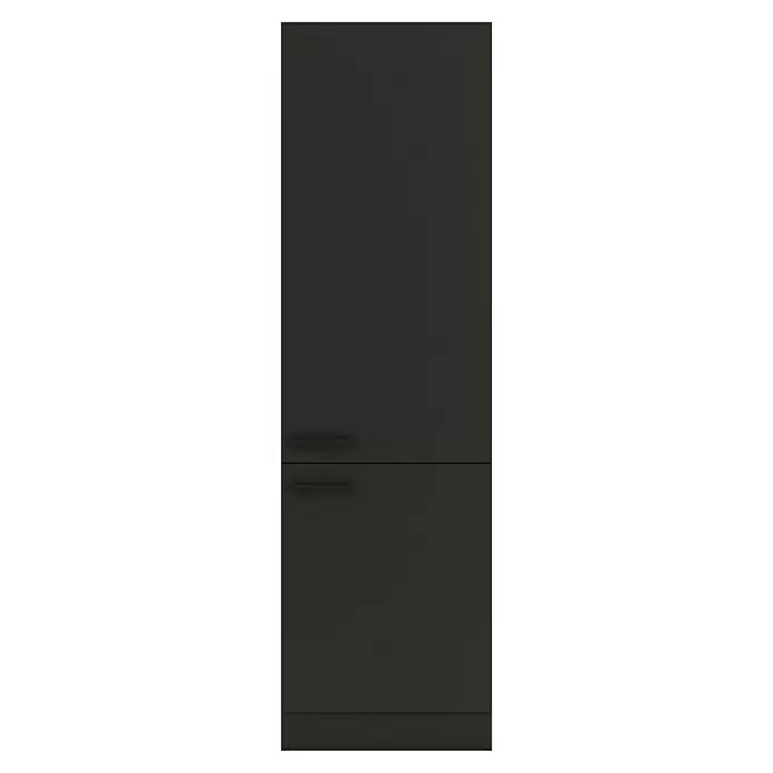 Optifit Madrid420 Hochschrank - 60 x 60 x 206,8 cm, Anthrazit Matt - Anthrazitfarbener zweitüriger Kühlschrank mit integrierten Horizontalgriffen und Sockelblende.