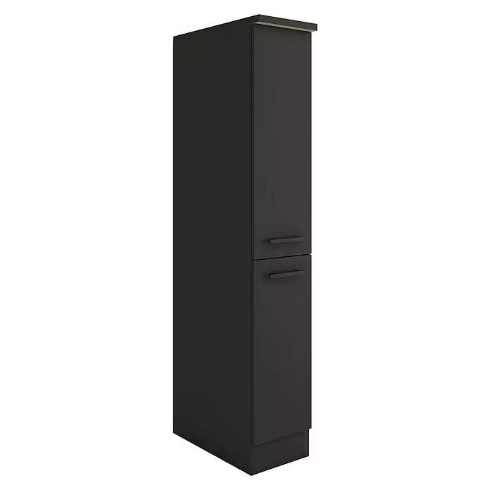 Optifit Madrid420 Midischrank - 60 x 30 x 174,4 cm, Anthrazit Matt - Hoher, dunkelgrauer Matt-Schrank mit zwei Türen und horizontalen Griffen.