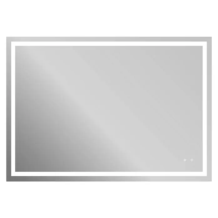 Camargue Espejo con luz Aitana - 120 x 80 cm, Función antivaho, 31,36 W - Espejo rectangular iluminado con LED que presenta un marco plateado e interruptores táctiles integrados para baños o vestidores.