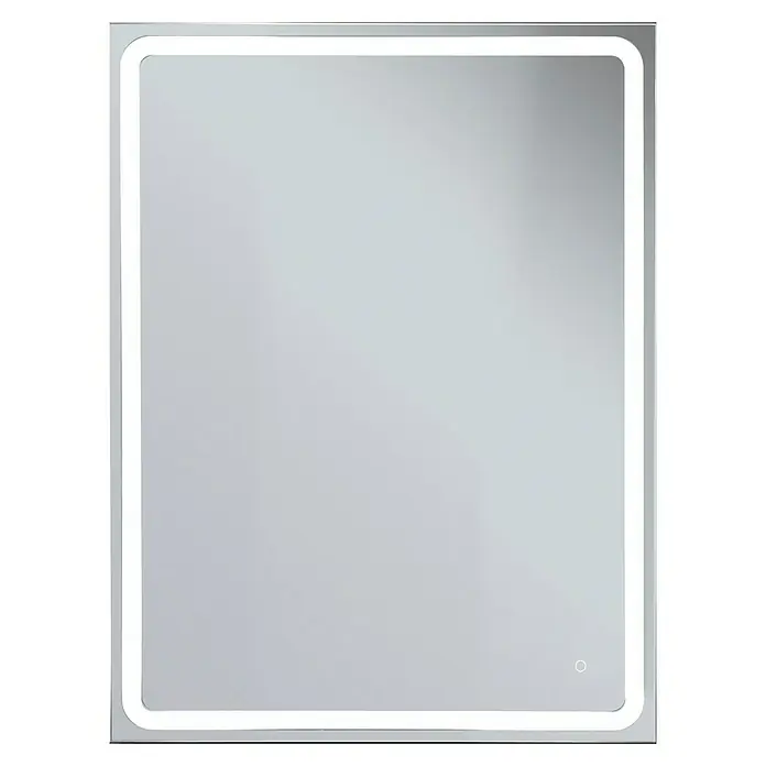 Camargue Espejo con luz Kuadro - 60 x 80 cm, Sensor - Espejo de baño rectangular iluminado con esquinas redondeadas e iluminación integrada para una estética moderna.