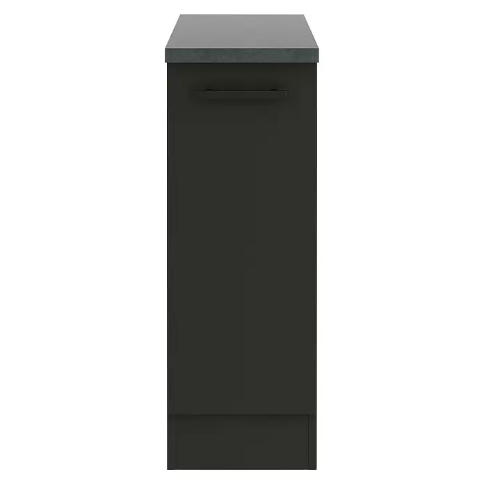 Optifit Madrid420 Unterschrank - 60 x 30 x 84,8 cm, Anthrazit Matt, Mit 1 Auszug und 2 Metallschubkästen - Dunkelgrauer Unterschrank mit integriertem Griff und hellgrauer gesprenkelter Arbeitsplatte.