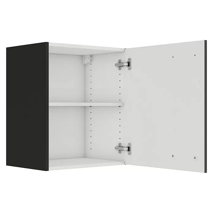 Optifit OPTIkult Hängeschrank Rimini409 - 34,6 x 50 x 57,6 cm, Rillendekor Nussbaum - Offener Wandschrank mit dunkler Seitenwand, weißem Innenraum und einem verstellbaren Regalboden.
