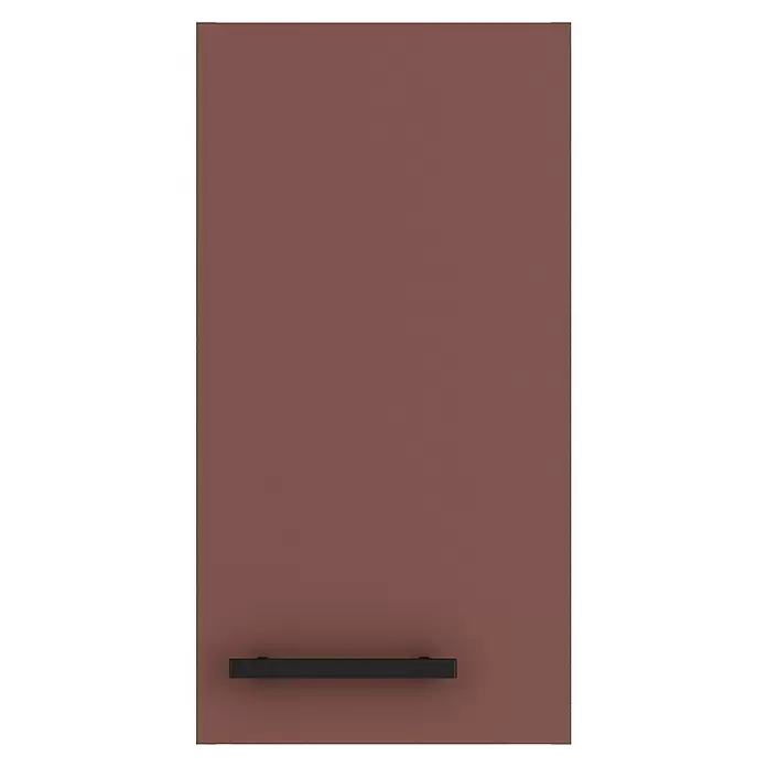 Optifit Nizza407 Hängeschrank - 34,6 x 30 x 57,6 cm, Rostrot - Matte rotbraune Platte mit schwarzem Griff.