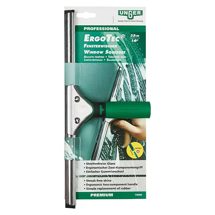 Unger Professional Fenster-Wischer ErgoTec - Breite: 35 cm, Kunststoff/Gummi/Aluminium - Fensterwischer ErgoTec von Unger, ideal für streifenfreien Glanz. Ergonomischer Griff und einfacher Gummiwechsel für professionelle Reinigung.
