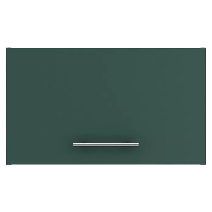 Optifit Savona405 Hängeschrank - 34,6 x 60 x 35,2 cm, Steingrün - Dunkelgrüne Schranktür mit horizontalem silbernem Griff.