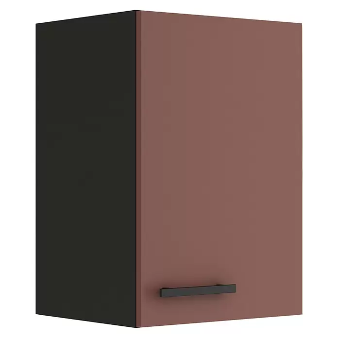 Optifit Nizza407 Hängeschrank - 34,6 x 40 x 57,6 cm, Rostrot - Zweifarbiger Hängeschrank mit terrakottafarbener Front und schwarzer Seitenwand, modernem schwarzen Griff.
