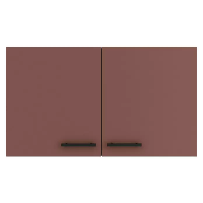 Optifit Nizza407 Hängeschrank - 34,6 x 100 x 57,6 cm, Rostrot - Zwei matt rotebraune Schranktüren mit schwarzen Griffen.