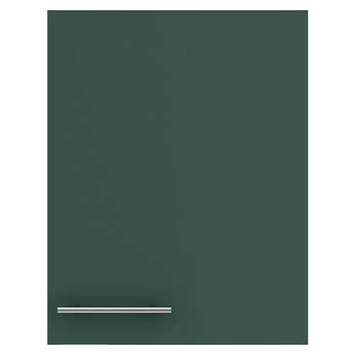 Optifit Savona405 Hängeschrank - 34,6 x 45 x 57,6 cm, Steingrün - Dunkelgrüne Schranktür mit silbernem Stangengriff.