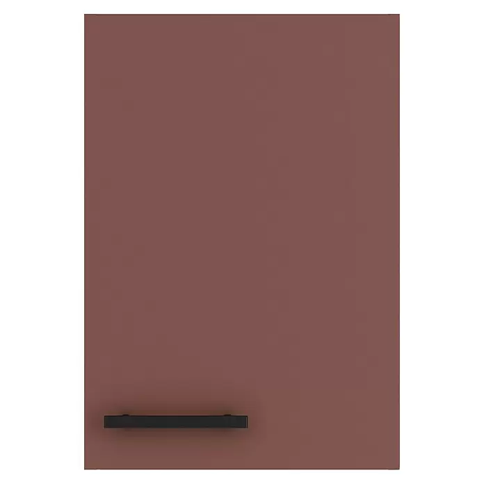 Optifit Nizza407 Hängeschrank - 34,6 x 40 x 57,6 cm, Rostrot - Rotbraune Schranktür mit schwarzem horizontalem Griff.