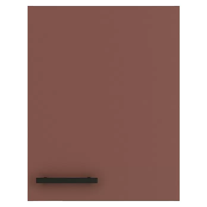 Optifit Nizza407 Hängeschrank - 34,6 x 45 x 57,6 cm, Rostrot - Dunkel rotbraune Platte mit einem schwarzen, horizontalen Griff.