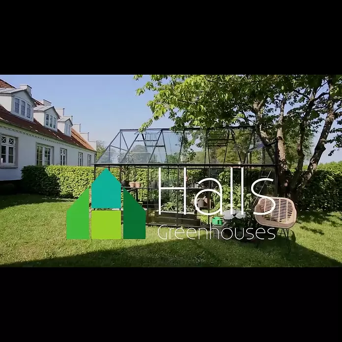 Halls Gewächshaus Qube 812 - Außenmaß inkl. Dachüberstand (B x T): 261 x 385 cm, 3 mm, Schwarz - Halls Qube 812