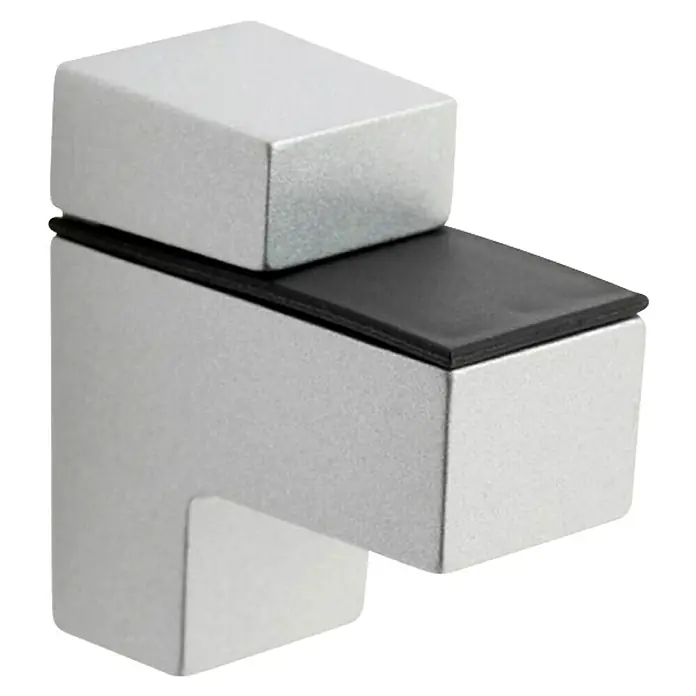Rei Soporte de pared para estantes 2444 - Carga soportada: 20 kg, Apto para: Estantes, Gris, 2 ud. - Un diseño moderno de soporte de estante plateado con un soporte negro, ideal para interiores contemporáneos.
