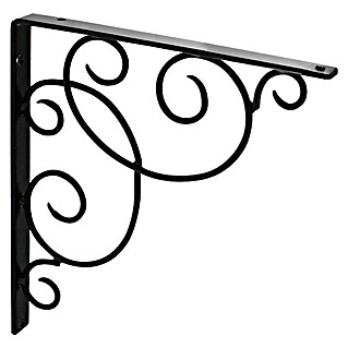 Rei Clásica Escuadra de soporte 1479 (L x An x Al: 27 x 23 x 2 cm, Carga soportada: 20 kg, Acero, Negro)