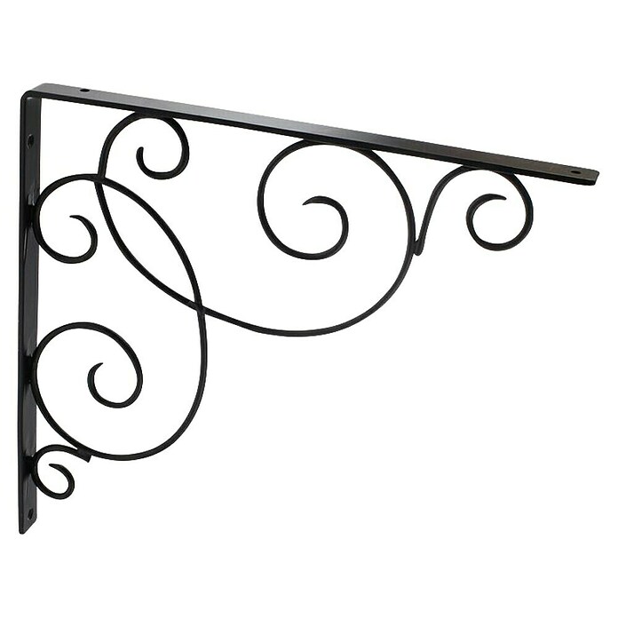 Rei Clásica Escuadra de soporte (L x An x Al: 20 x 30 x 2 cm, Carga soportada: 20 kg, Acero, Negro)