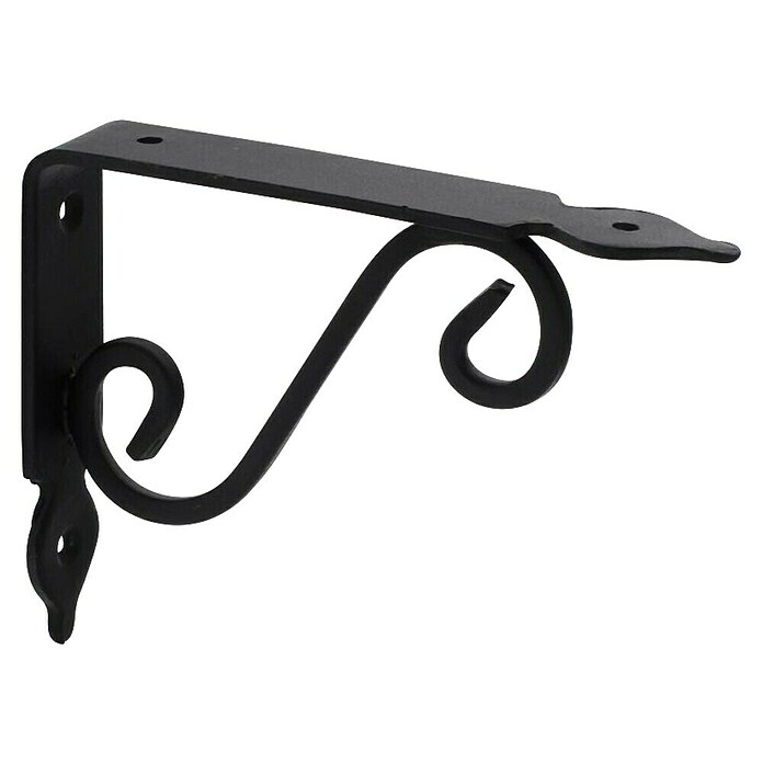 Rei Clásica Escuadra de soporte (L x An x Al: 10 x 14 x 2,6 cm, Carga soportada: 20 kg, Acero, Negro)